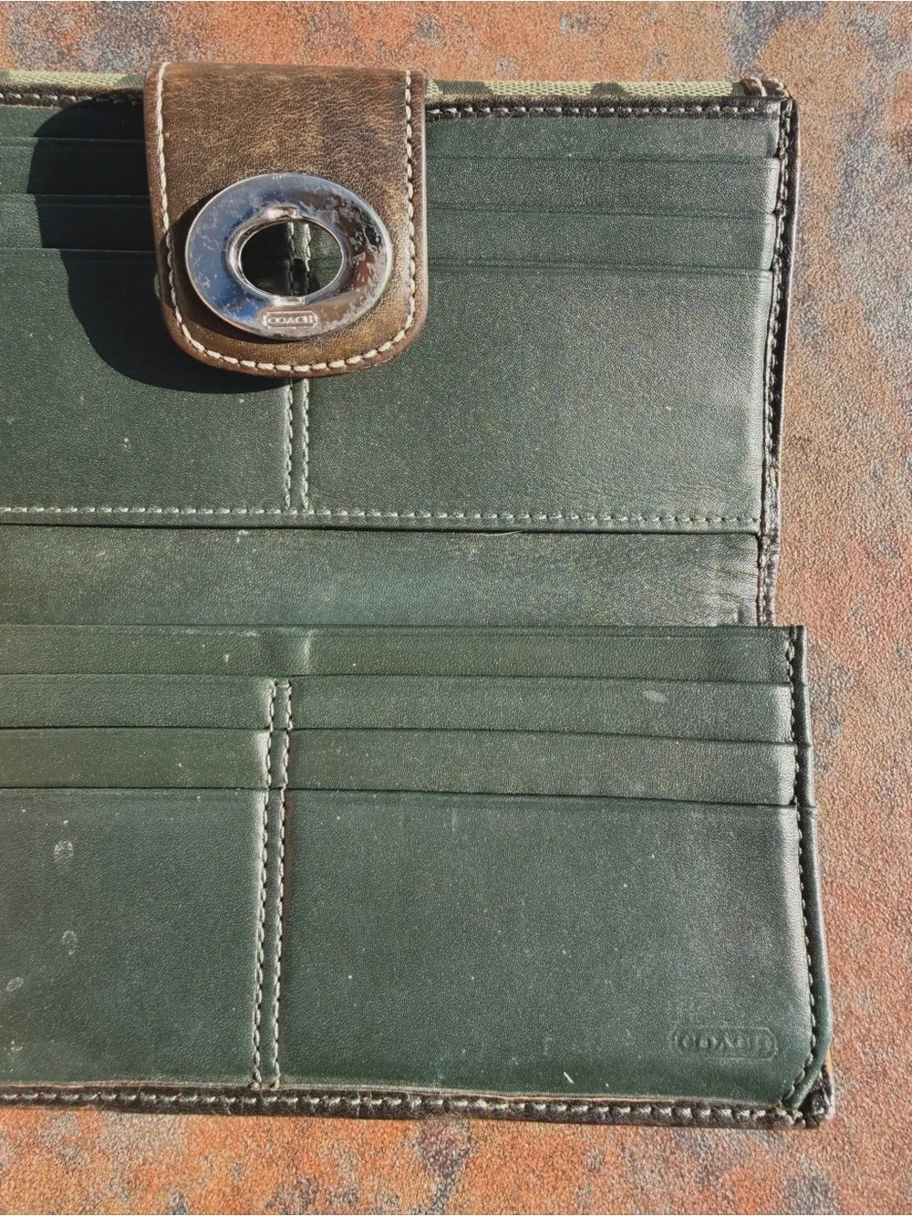 Y2K Coach Signature Turnlock Wallet, ‘C’ Monogram Pattern